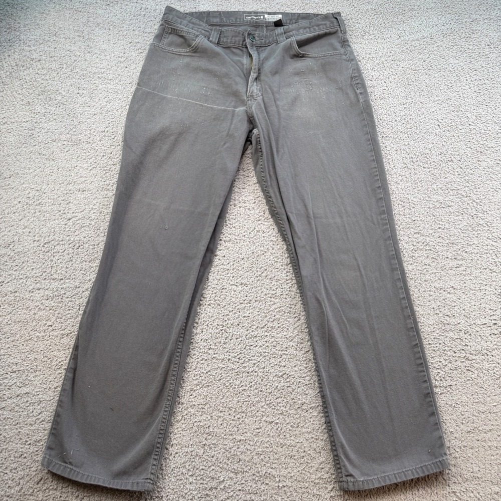 Carhartt Rugged Flex Relaxed Fit Gray Canvas Work Pants 36x32 102517